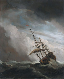 489px-de_windstoot_-_a_ship_in_need_in_a_raging_storm_willem_van_de_velde_ii_1707